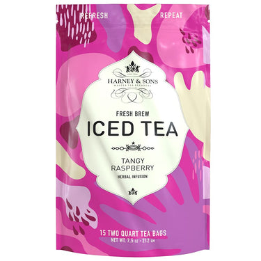 Harney & Sons Tangy Raspberry Iced Tea, Fresh Brew, Brews up to 30 Quarts, 15 Count